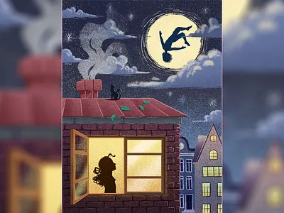 Peter Pan background book cat character children book cloud design digital fairy tale fantasy game house illustrator moon night peter pan puzzle raster tales wendy