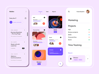 Wolfen - Project management system app clean design landing minimal ui ux web website
