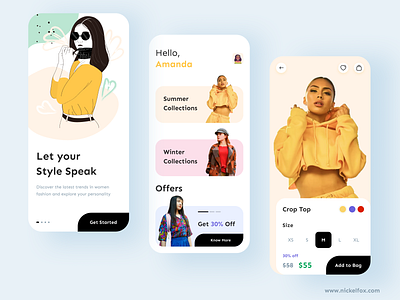 Women Fashion Store - Mobile Design app apparel application clothes clothing line concept e commerce e commerce app fashion interface mockup online shop outfits product shopping app style ui ux wardrobe women