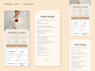 DailyUI - 006 : User Profile android app dailyui design mobile platform poem poetry retro ui ux vintage