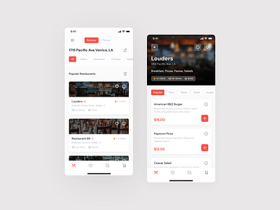 Food App app clean design figma food foodapp graphicdesign minimal mobile mobile app orange poland red restaurant sketch ui uiux ux