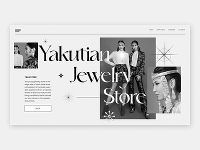 Yakutian Jewelry Store black white colorless concepts design fancy fashion interface jewellery jewelry landing landing page main screen store ui ux web design yakutian