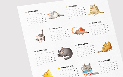 Cat calendar design graphic design layout