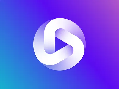 Play icon app blockchain branding crypto editing editor futuristic game gradient infinite logo marketing media movie music play symbol technology triangle video
