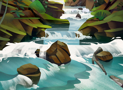 ACT Neretvica - Detail environment illustration mountain nature river water waterfall waves