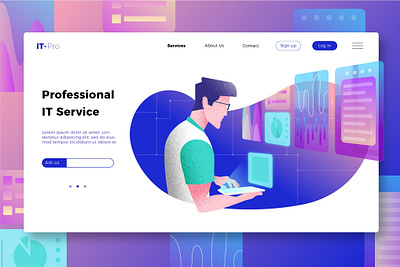 Professional IT Services - Banner & Landing Page app banner branding design development illustration it landing landing page professional it professional it services professional landing ui ui design ux ux design web web development web maintance website