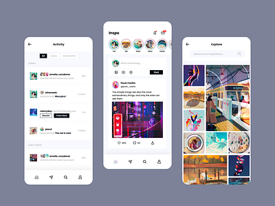 Inspo - Social Media design interface mobile social media startup ui ux