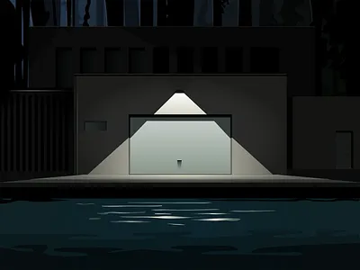 Canal Garage dark illustration vector