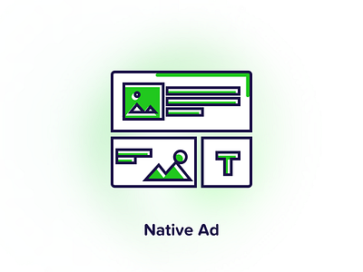 Ad Type - Native Ad ad native ads advertisment green icon illustration minimal native ad