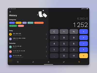 iPad calculator app app calculator history ipad labels ui ux