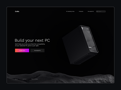 Landing page for PC Building Tool 3d black blender c4d dark landing page octane pc pc build product render ui web website