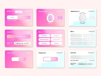 Futuristic Touch Screen PointCard card credit card debit card futuristic high tech money payment pink pointcard recangle screens technology touch screen ui ui ux ux white