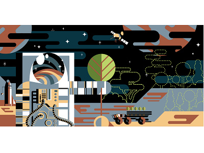 Will Mars go Green? abstract caricature contemporary design editorial illustration illustrator mars space technology vector