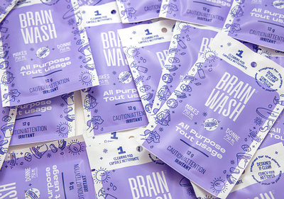 New responsible cleaners - Brain Wash branding branding and identity cleaning ecofriendly fun illustrations logo packaging planet plastic playful