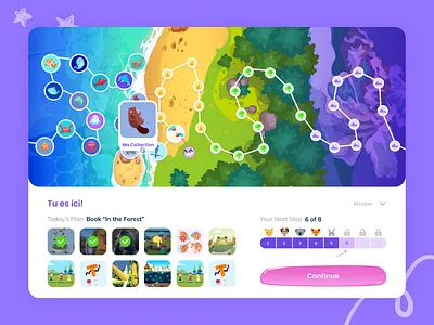 Student Dashboard | Lecture Enfant — learning platform for kids animal beach books collection dashboard design education forest kids learning levels lms map progress sea steps ui uiux ux website