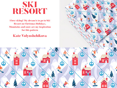 Skiing seamless pattern christmas holidays leisure mountain new resort ski skiing snow snowboarding sport winter year