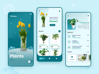 Planto-plant care application branding graphic design motion graphics ui