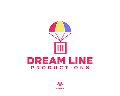 Dream Line | Parachute Logo box logo cargo logo creative agency creative logo delivery logo dream fantasy fly logo logo design meaningful logo parachute fly logo parachute supply production logo supply chain