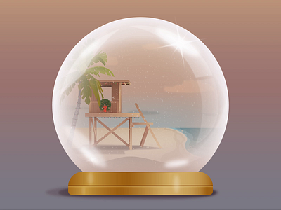 Florida Snowglobe beach envy labs florida happy holidays holiday illustration lifeguard ocean orlando palm tree snow snowglobe wreath