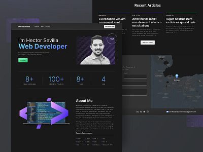 Hector Sevilla Personal Website darkmode darktheme darkui personal web personalwebsite portfolio ui uidesign