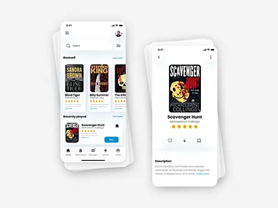 Book App Design book book player booklist online book online book store pdf playlist ui