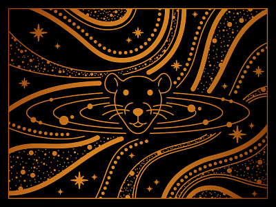 2032 rat line illustration design gold illustration line lineart monoline rat vector