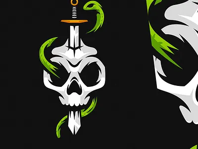 Sword Skull Mascot Illustration design detailed drawing illustration logo skull skull illustration snake sword tatto vector