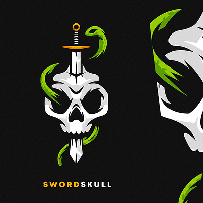 Sword Skull Mascot Illustration design detailed drawing illustration logo skull skull illustration snake sword tatto vector