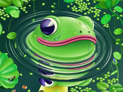 The Frog King animal book bookcover bookillustration bookinterior conceptualart cover coverart coverillustration design digitalillustration fairytale flower frog illustration insects lotus nature plants poster