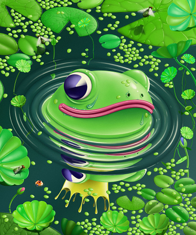 The Frog King animal book bookcover bookillustration bookinterior conceptualart cover coverart coverillustration design digitalillustration fairytale flower frog illustration insects lotus nature plants poster