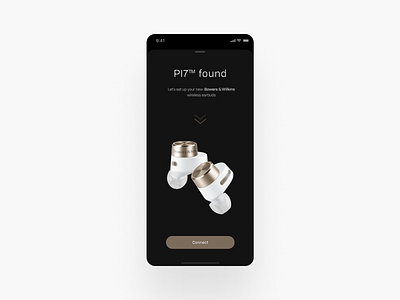 Earbuds connect UI aesthetic app black connect design earphones gold minimalist mobile music pair product speaker sync ui