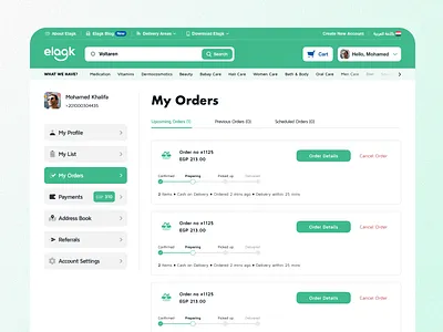 My Orders - Cart - Checkout cart checkout e commerce orders pharmacy ui ux web design website