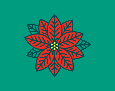 Poinsettia floral icon illustration surface design