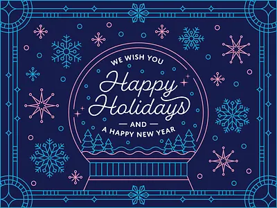 Snow Globe Holiday Card x Adobe adobe adobe illustrator christmas flat design graphic design holiday holiday card illustration line art snow globe snowflakes winter