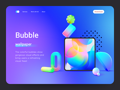 Bubble - Design 3d ai bubble ces cube data home page illustration landing media motion neon presentation ui ux web web crypto website