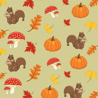 Autumn Vibes_2 autum autumn design fall food forest illustration pattern