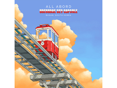 Travel Poster_Train to Busan beach busan capsule digitalart haeundae illustration korea landscape poster train travel