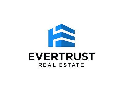 EVER TRUST Real Estate logo brand identity brand mark branding business logo e logo home home logo house illustration letter mark lettering logo logo branding logo design logo mark logotype minimal modern logo real estate simple