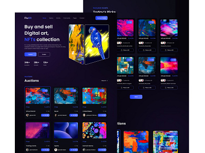 FluXit NFT Website Landing Page Design bitcoin crypto website cryptocurrency landing page nft nft landing page nft ui design ux design webapplication webdesign website website design