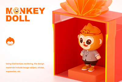 Monkey Doll IP 3D Design 2.5d branding c4d doll ip monkey