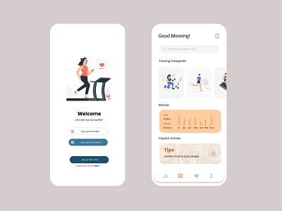 Fitness App - UI Design design fitnessapp graphic design icon illustration typography ui