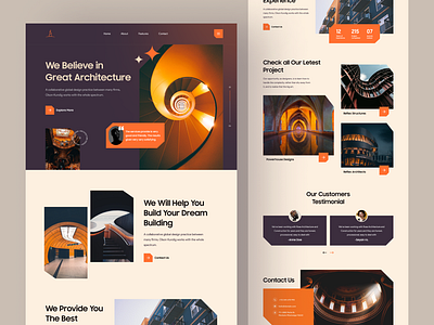 Architecture landing page archi architecture architecture design branding clean design home page interior architecture landingpage property psd template real estate typography ui design ux design