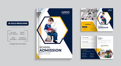 Kids School Admission Brochure a4 admission admission brochure bifold bifold brochure branding education bi fold education flyer education leaflet kids mondols graphic school