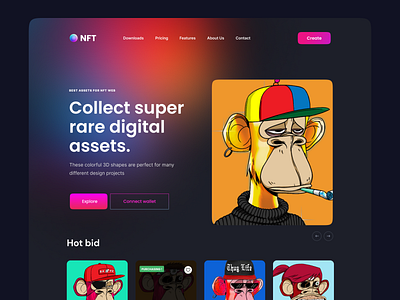 NFT Marketplace - ios App art bitcoin blockchain cryptocurrency home page ios landing landingpage madhu mia marketplace nft nft art nft artist nft designer nft market nft website nfts open sea token web