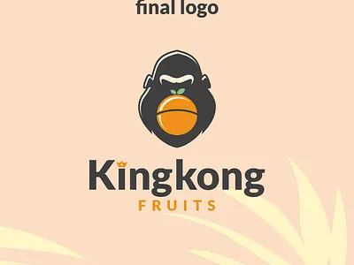 kingkong fruits animal brand branding combination design dualmeaning fruits gorilla graphic design graphicdesigns illustration kingkong logo logodesign modern motion graphics orange simple symbol vector