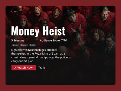 Daily UI 025 - TV App 25 daily ui daily ui 025 landing page money heist movie netflix tv tv app