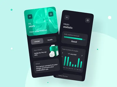 Asthma App Concept android app app design asthma health health check healthcare inhaler interface ios medical medicine mobile app mobile design mvp ronas it tracker ui ui mobile ux