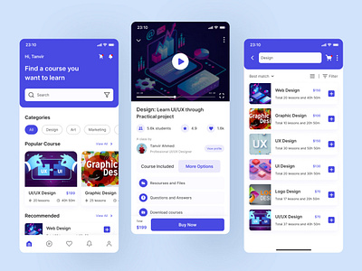 Online Course Mobile App app course course app education education app ios app learning lesson app mobile mobile app mobile app design mobile design online class online course app online course application study app uiux