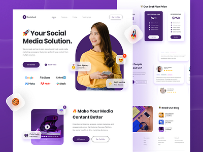 Socialised - Social Media Marketing Landing Page agency business creative homepage landing page marketing marketing agency promotion service social media social media marketing uiux web web design website