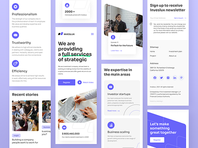 Inveslux - Invesment Landing Page Responsive business company finance financial fintech homepage invest investing investment investments investor landing page responsive service startup ui uiux ux web design website